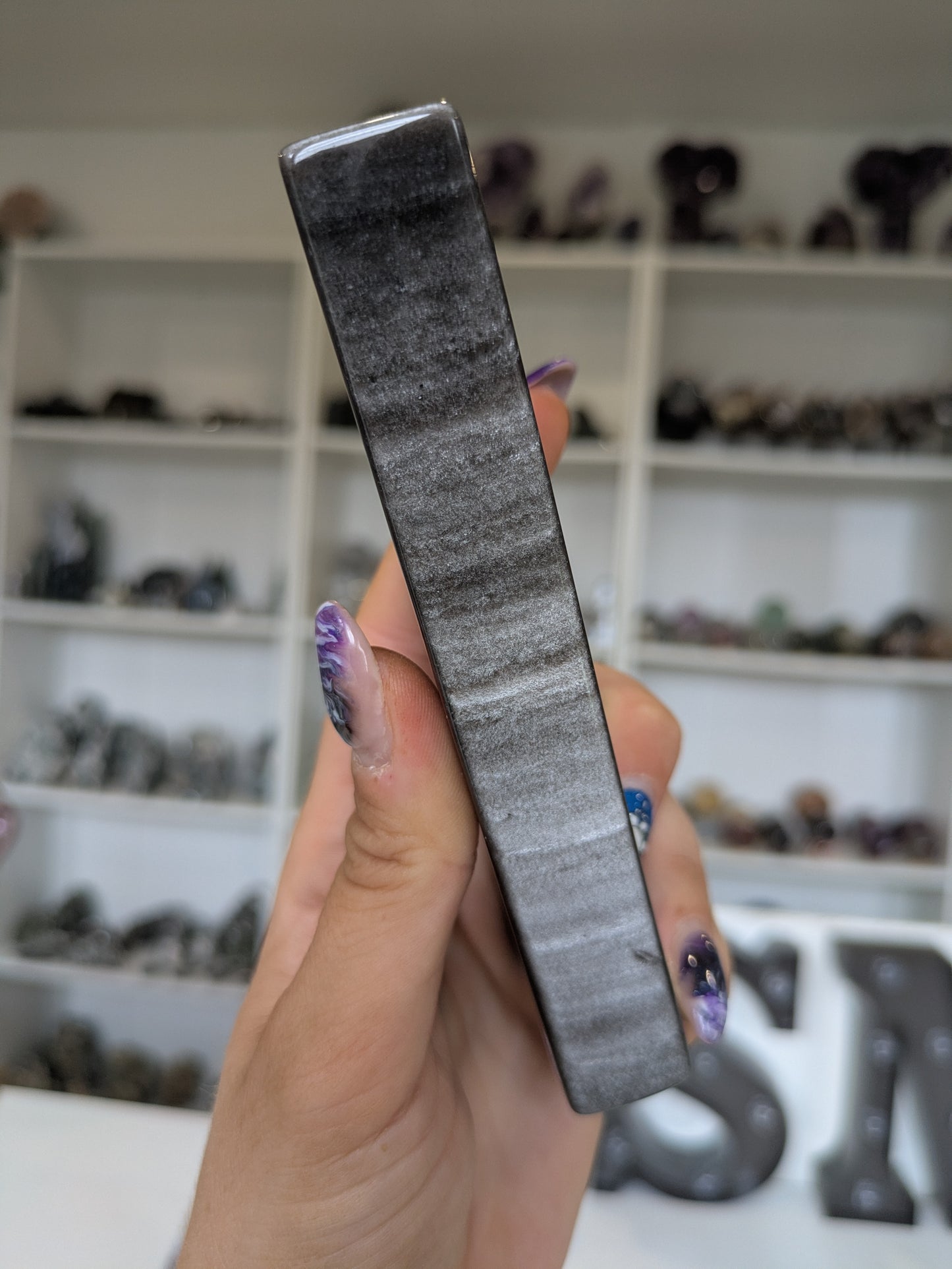 Silver obsidian incense holder ✨