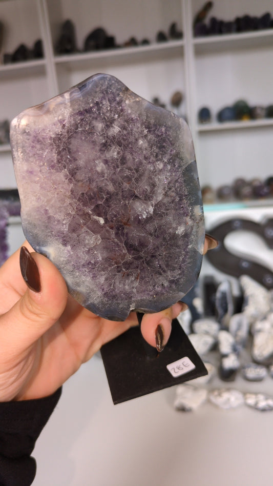 Amethyst and agate slab on stand ✨