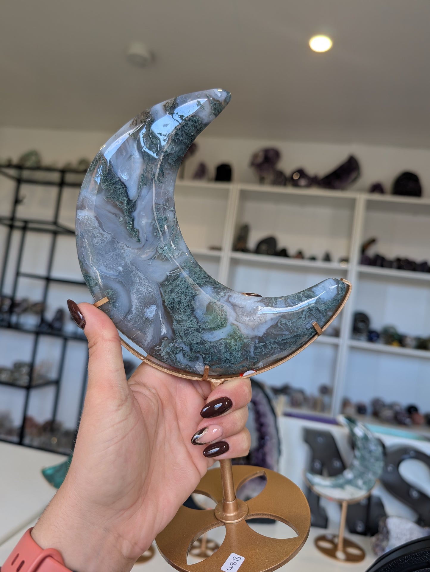 Moss agate moon 🌙 ( B)