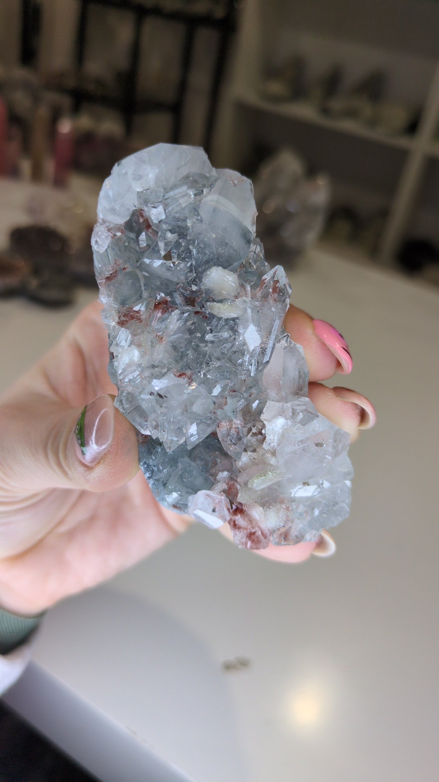 Diamond Apophyllite with hematite ✨ E